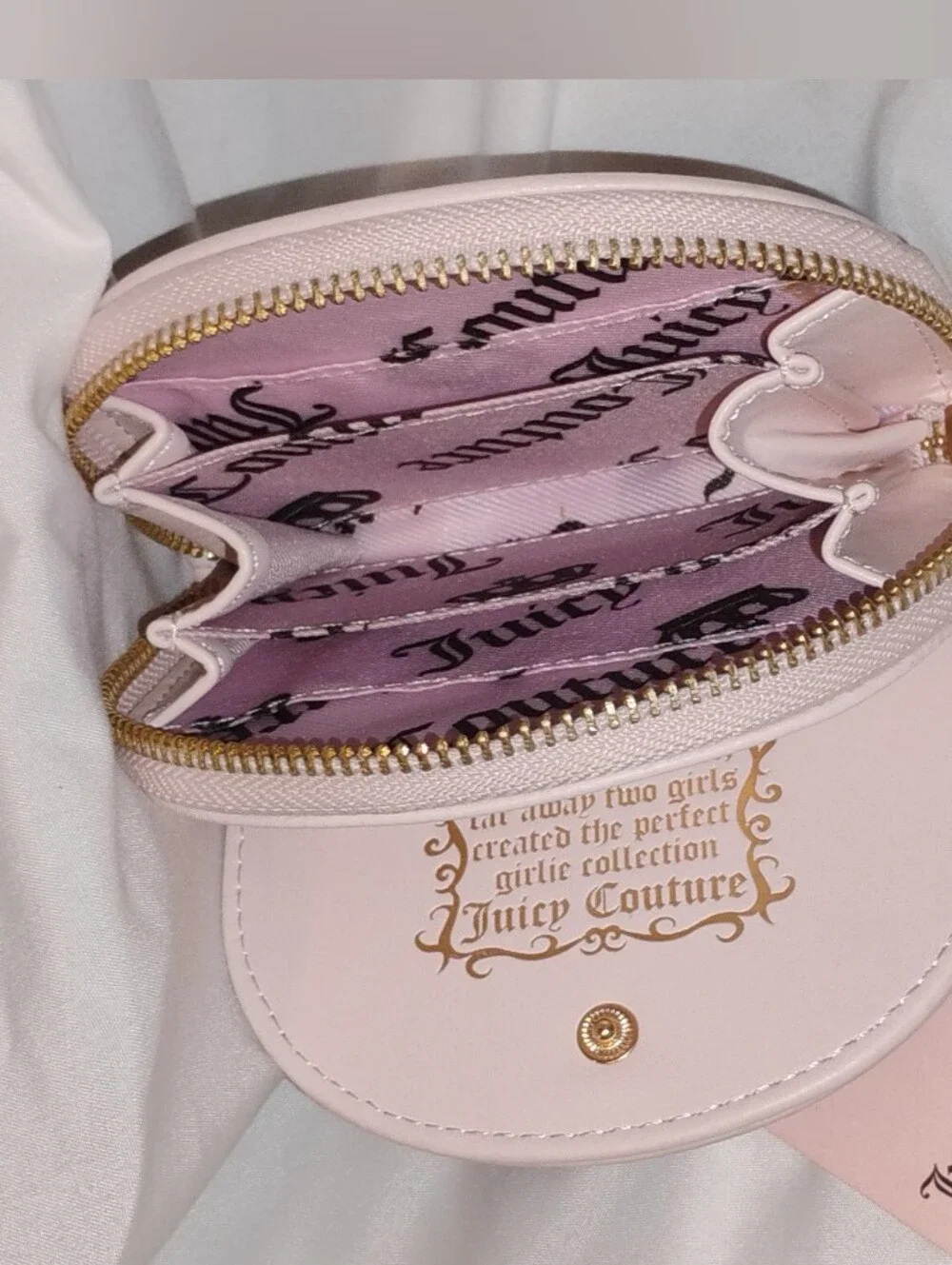 Juicy Couture Black Velvet Coin Pouch with Pink Trim and Gold Heart Charm